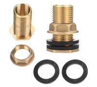 Mikikit Lot de 2 Raccords de Cloison en Laiton pour Réservoir d'eau, Filetage Mâle 1/2 et Femelle 3/8, Connecteur Flexible pour Tuyau D'arrosage de Jardin