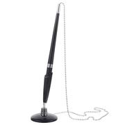 Mikikit Lot de 2 Stylos à Bille Noirs avec Chaîne et Fixation sur Table, Design Vertical Créatif en Pp, Stylo Signature pour Hôtels et Négociations D'affaires