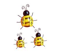 Mikikit Lot de 3 Sculptures Murales Abeilles en Fer Style Rustique, Décoration Extérieure de Jardin, Ornements Muraux Réalistes Petite, Moyenne et Grosse Taille, Résistantes