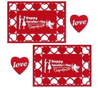 Mikikit Lot de 4 Set de Sets de Table Saint-Valentin en Feutre Dessous de Verre Isolants Décorations Romantiques pour Table à Manger Tapis Repas 4 Pièces Protection Thermique et