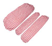 Mikikit Nappe Imperméable Élastique pour Table et Bancs de Plein Air, Housse de Protection Anti-poussière en Flanelle et Pvc, Rouge et Blanc à Carreaux, Adaptée pour Usage Extérieur