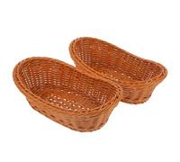 Mikikit Paniers en Plastique Tressé Imitation Rotin Ensemble de 2 Stockage Fruits et Légumes Solide pour Rangement la Cuisine Boulangerie ou Centre Commercial