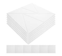 Mikikit Panneaux Acoustiques en Polyester Haute Densité 30x30 Cm Blancs Lot de 12 Auto-adhésifs pour Isolation Phonique Murale, pour Studios et Bureaux à Domicile