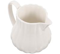 Mikikit Pichet à Lait Design Simple et Moderne 240ml en Céramique Blanc Poignée pour Verser et Mousser, pour Café, Maison ou Bureau