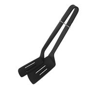 Mikikit Pince Cuisine en Silicone Noire, Design Compact et Solide, pour Barbecue et Cuisson, Pince Multifonction pour Steak et Aliments Grillés