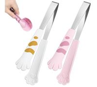 Mikikit Pinces Alimentaires en Acier Inoxydable Lot de 2 Forme Patte de Chat Moulage Monobloc Silicone Couleur Aléatoire Cuisine et Restaurants