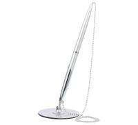 Mikikit Stylo de Signature à Bille Vertical Chaîne en Métal Argenté, Design Créatif Antidérapant, Confortable pour Bureaux, Banques et Salles de Conférence