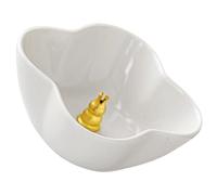 Mikikit Support Encens Céramique Blanche Quatre Pétales Brûle-Parfum pour Bâtons Encens Décor de Bureau Apaisant et Élégant