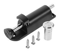 Mikikit Verrou de Porte à Ressort Automatique en Alliage de Zinc Noir Petit, Loquet à Goupille Robuste, Pêne Coulissant pour Porte et Fenêtre, Installation sans Perçage, pour Usage Intérieur