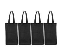 Mikinona 4 Pièces de Transport pour Bouteilles de Vin avec Poignée Réutilisable Tissu Non Tissé Épais Porte-Bouteilles Compartiments pour Vin et Whisky Cadeau Noël