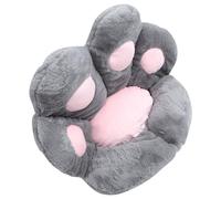 Mikinona Coussin Décoratif de Patte de Chat 70X60 CM Petit Taille Rembourrage Coton PP Moelleux Tissu Imitation Fourrure Douce Gris Foncé Coussin pour Canapé Salon Chambre Jeux