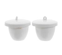 Mikinona Creuset de Laboratoire 70ml en Céramique avec Couvercle Blanc pour Enseignement et Fusion de Métaux, Résistant à Haute Température, Lot de 2