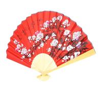 Mikinona Grand Ventilateur Décoratif Pliable en Papier 35x20 Pouces pour Décoration Intérieure et Performances Style Chinois Motif Fleur de Prunier