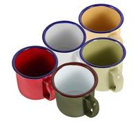 Mikinona Lot de 5 Tasses Émaillées Rétro 100 Ml, Couleurs Assorties, Gobelets à Thé et Café Légers pour Camping, Pique-niques et Fondue