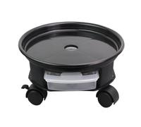 Mikinona Plateau de Pot de Fleurs Rond 38,1 cm avec roulettes et Frein, Base Mobile en Plastique avec tiroir de Rangement, Support pour Pots de Fleurs pour l'intérieur et l'extérieur