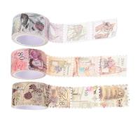Mikinona Rouleaux de Rubans Washi Adhésifs Vintage Plusieurs styles Lot de 3 de 25mm X 5m, Légers et Portables, pour Décoration de Cahiers et Autocollants pour Tampons Plusieurs styles