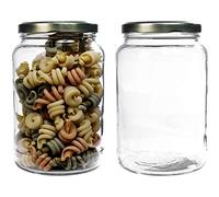 mikken Lot de 2 bocaux de conservation en verre de 1,7 l avec couvercle à visser (doré) avec étiquettes