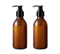 mikken Lot de 2 distributeurs de Savon 200 ML Distributeur de Lotion en Verre Marron Convient à Un Usage Alimentaire avec étiquettes d'étiquetage