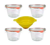 mikken Lot de 4 bocaux à bord arrondi avec accessoires 250 ml