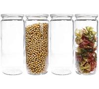 mikken Lot de 4 bocaux de conservation 1,1 l avec bouchon à vis, bocal en verre avec étiquettes d'étiquetage