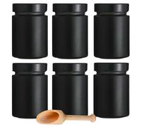 mikken Lot de 6 bocaux à épices noirs de 190 ml avec couvercle à visser et pelle à épices