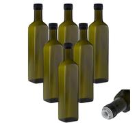 mikken Lot de 6 bouteilles d'huile de 500 ml avec bec verseur, bouteilles en verre vert/marron avec doseur et étiquettes