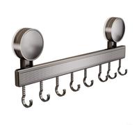 MIKMLYZE Crochet de cuisine mural sans perçage, support en aluminium et ABS pour ustensiles et serviettes, organiseur compact gris pour espaces de cuisine sans encombrement (gris, 40 cm, 8 crochets)