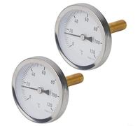 MIKMLYZE Lot de 2 thermomètres bimétalliques de 63 mm avec boîtier en acier inoxydable et gaine en laiton, filetage à visser de 1,27 cm, 0-120 °C pour cadran pour eau, huile, air, jauge analogique