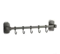 MIKMLYZE Rail mural en acier inoxydable 50 cm Finition noyer Crochet Rack | Acier inoxydable 201, aspect bois de noyer, longueur 50 cm, crochets réglables, revêtement résistant à la rouille