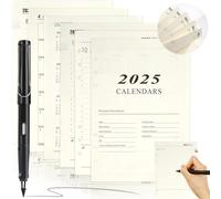 Mikqky 180 Pièces Papier Supplémentaire Pour Agenda à Feuilles Mobiles 2025, Recharge De Papier Pour Agenda A5, Recharge Pour Agenda, 6 Trous Feuillets Pour Carnet à Anneaux, Livré Avec Un Crayon