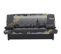 MILA Banquette clic clac 3 places - Motif New York jaune - Slyle contemporain - L 190 x P92 cm jaune G