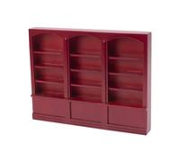 Milageto Bibliothèque Miniature en Bois Autoportant Meuble Ppée Étagères Placard Polyvalent Étagère Miniature à Échelle 1:12, Rouge