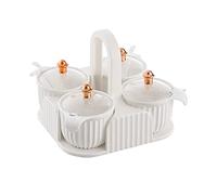 Milageto Boîte à Condiments Distributeur à Épices avec Cuillère Intégrée Récipient de Conservation Pot Portable HIPS Couvercle à Poignée Erg, blanche