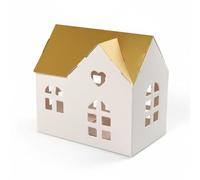 Milageto Boîte Cadeau Maison Boîte Favor Boîte Bonbon Contenant Décoratif en Carton à Toit Effet Or et Murs Ajournés Structure Solide Adaptée aux Mariages, Court