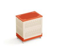 Milageto Boîte de Rangement Enfants Coffre Organiseur Conteneur Bac avec Couvercle Pliable Charnières Roulettes Poignée Intégrée Plastique PP Structure, Orange Hermès, Très Grand 66 43 71 Cm