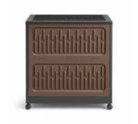 Milageto Boîte de Rangement Enfants Coffre Organiseur Conteneur Bac avec Couvercle Pliable Charnières Roulettes Poignée Intégrée Plastique PP Structure, Brun Foncé, Très Grand 66 43 71 Cm