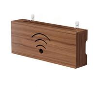 Milageto Boîte Rangement Murale en Bois pr Rteur Gestion des Câbles Boîte Dissimule Rteur en Bois Décoratif Caisson Mural Compartiment Caché, Noyer