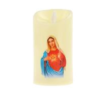 Milageto Bougies LED à Piles, Bougie Chauffe-Plat sans Flamme, Saint Lampe à Piles pour Décoration d'églises, Table, Maison, Noël, Sacré-Cœur Féminin