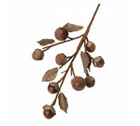 Milageto Branche Fruit d'automne Artificielle Branche Décorative Faux Fruit Tige Rustique Feuillage Berries Texture Patinée en Mousse et Plastique Modulable, Café