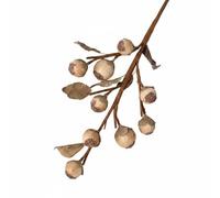 Milageto Branche Fruit d'automne Artificielle Branche Décorative Faux Fruit Tige Rustique Feuillage Berries Texture Patinée en Mousse et Plastique Modulable, Blanc Cassé