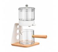 Milageto Brasseur Thé Automatique En Verre Traparent Brasseur Thé Mécanisme Libération Facile à Ntoyer Théière En Verre Support, Poignée Latérale Blanche
