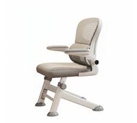 Milageto Chaise d'Étude pour Enfant Chaise Scolaire Fauteuil de Bureau Siège Réglable Dossier Haut Accoudoirs Escamotables Assise en Maille Armature Métal, Gris, Cadre Blanc