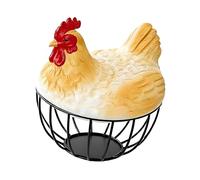 Milageto Corbeille à œufs avec Couvercle en Forme de Poule, décorative, pour ramasser Les œufs Frais, Plan de Travail en Fil de Fer pour Garde-Manger et