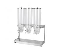 Milageto Distributeur de Céréales Machine Distributeur Réservoir Conteneur Structure Acier Inoxydable et Cylindres PC Transparente pour Aliments Secs, Distributeur De Céréales À Trois Têtes De 10,5 L