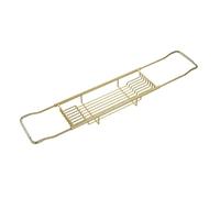 Milageto Étagère de Baignoire Extensible Plateau de Baignoire Support de Téléphone Porte-accessoires en Acier Inoxydable avec Patins Antidérapants en Silicone, Or De Luxe Léger, Modèle Allongé