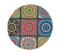 Milageto Nappe de Table Ronde avec Bord Élastique Housse de Table Revêtement Étanche Polyester Facile à Nettoyer Adaptée Aux Fêtes Réunions Familiales, Style D 1.5m