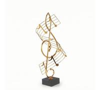 Milageto Note Musicale Décorative Sculpture Statue Ornement Figurine Métallique Spiralée sur Base Carrée Touche Contemporaine et Artistique Adaptée au Bureau, Luxe Léger, Petite Note De Musique