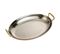 Milageto Plat Service Ovale Poignée | Compatible Micro-Ondes, Poêle Ovale En Acier Inoxydable, Ergonomique, Restaurant, Particuliers, Restaurateurs, 35x23x4,6cm