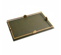 Milageto Plateau Rond de Service en Verre Relief et Structure Métallique Plateau Décoratif Portable avec Poignées pour Boissons et Mises en Bouche Adapté à la