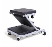 Milageto Plateforme de Travail Pliable Chariot d'Atelier Siège de Réparation Creeper Mécanicien Support à Double Position en Acier Carbone avec Plateau, Noir, Gris